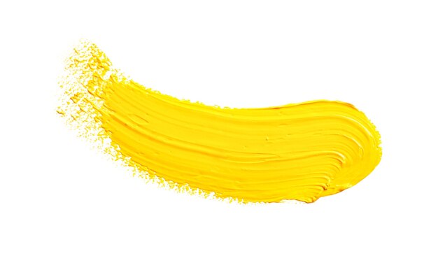 Yellow paint splatter isolated on white.