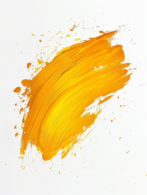 Photo yellow paint stroke on white background