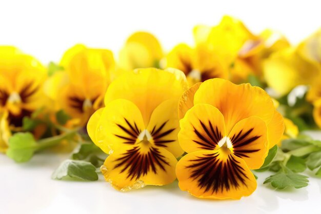 Premium AI Image | Yellow Pansies On White Background Generative AI