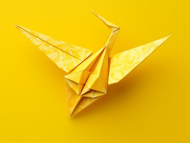 Yellow Paper Crane Origami AI_Generated