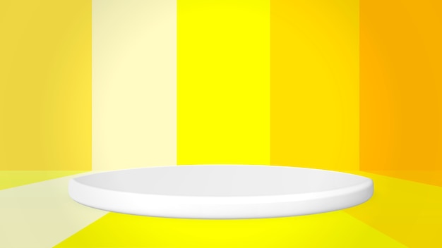 Желтый фон papercut Минималистичный современный дизайн с подиумом для презентаций продуктов