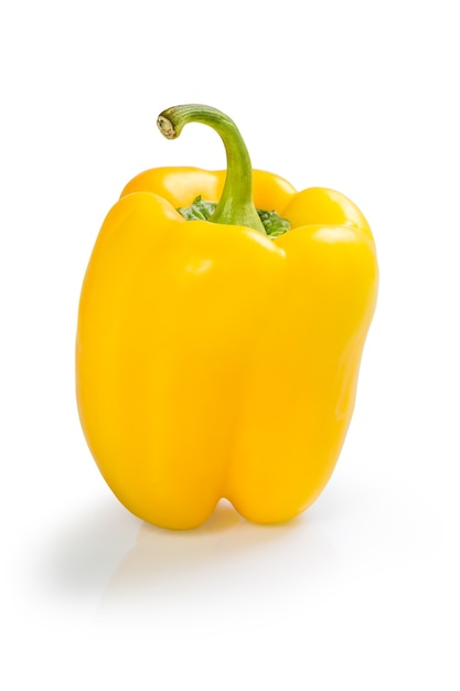 Yellow paprika isolated on white background, clipping path without shadow