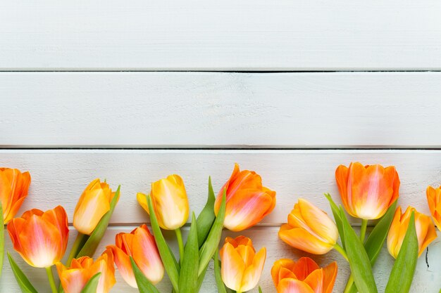 Yellow pastels color flowers on yellow background.waiting for spring. flat lay, top view. copy space