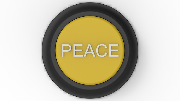 Yellow peace button isolated 3d illustration render
