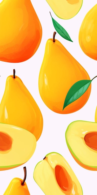 Yellow pears on pinkish background generated by AI