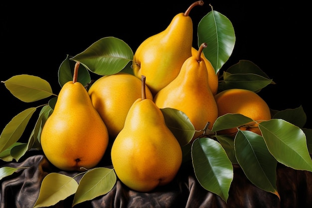 Yellow pears on the table