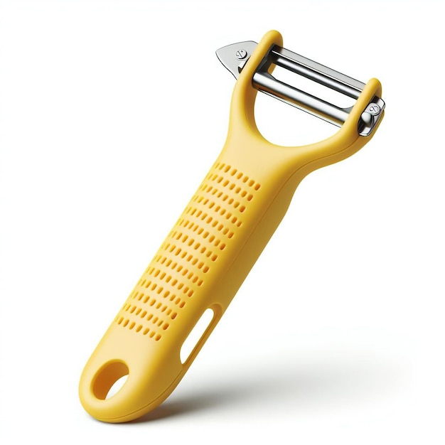 Yellow peeler on a white background