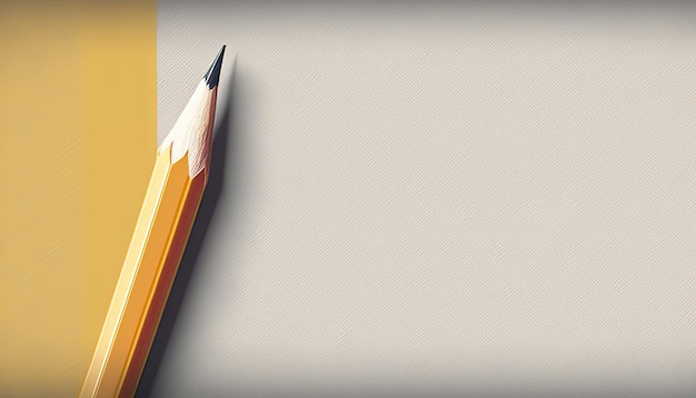 A yellow pencil with a black tip sits on a yellow surface.