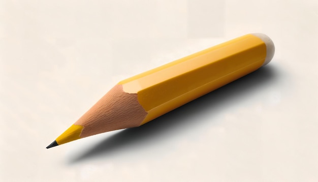 A yellow pencil with a pointy tip is shown on a white surface.