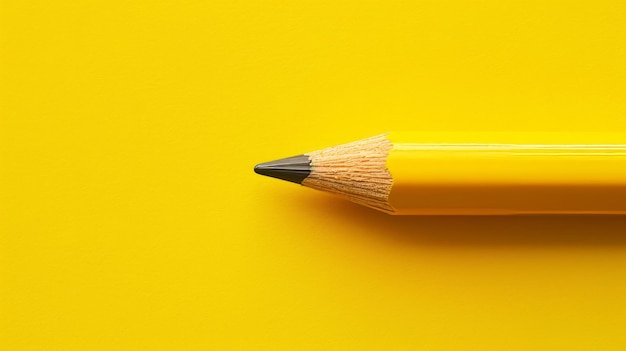 Yellow pencil on yellow background simple clear office stationery supplies