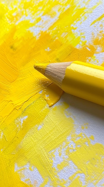 Yellow Pencil on Yellow and White Background