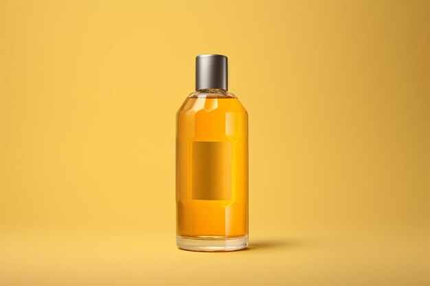 Yellow perfume bottle on a yellow background