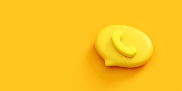 Фото Желтый телефонный контакт 3d значок пузырь сообщение символ творческой концепции изолирован на заднем плане с помощью знака обратной связи приемника помощи или онлайн мобильной связи бизнес-сервис телефон веб-поддержка