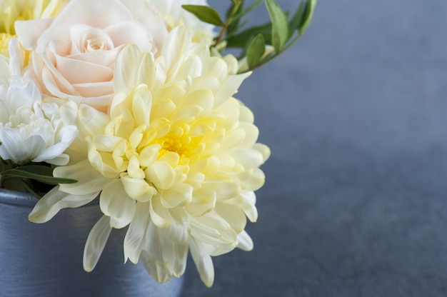 Yellow pink bouquet flowers