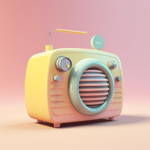 A yellow and pink radio