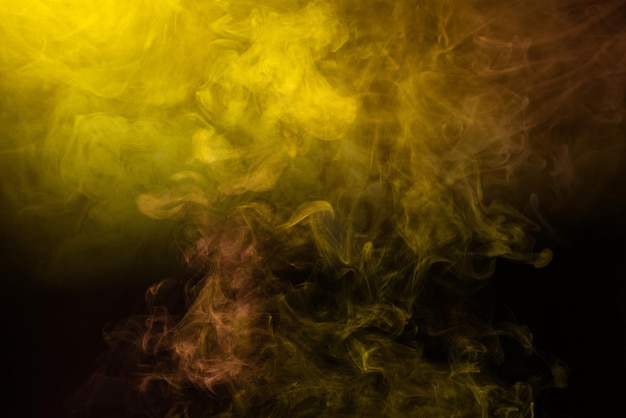 Yellow and pink steam on a black background