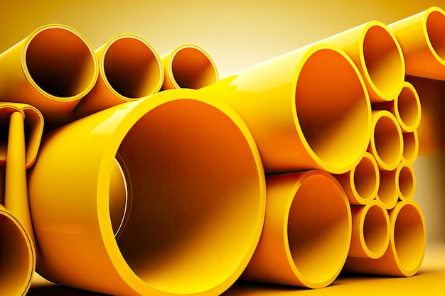 Yellow plastic pipes for transportation of gasoline and oil to gas station