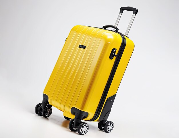 Yellow plastic suitcase