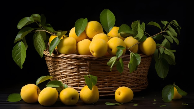 Yellow plums in the basket