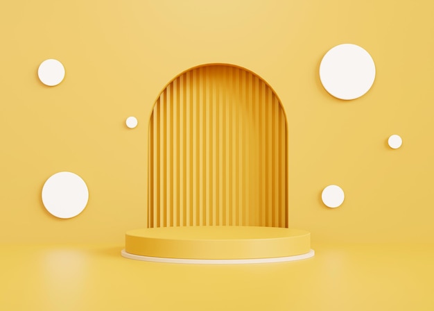 Yellow podium minimal product display background 3D illustration empty display scene presentation for product placement