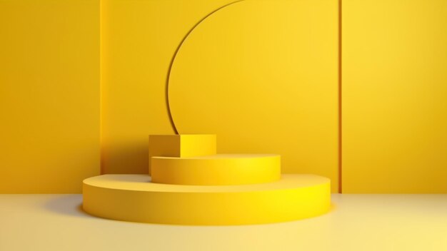 A yellow podium with a circle on the top.