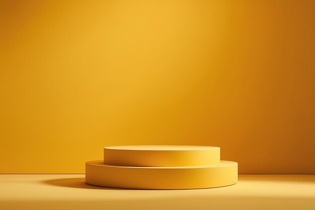 The yellow podium with a minimal base showcases products