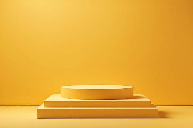 The yellow podium with a minimal base showcases products