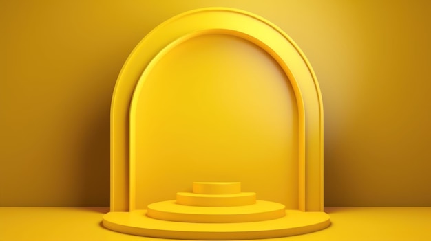 A yellow podium with a round top and a round top.