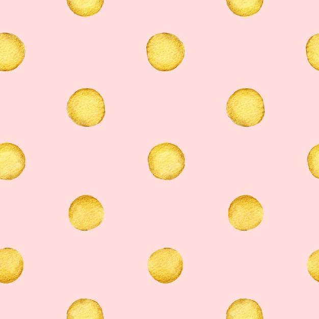 Yellow polka dot cute kids watercolor seamless pattern