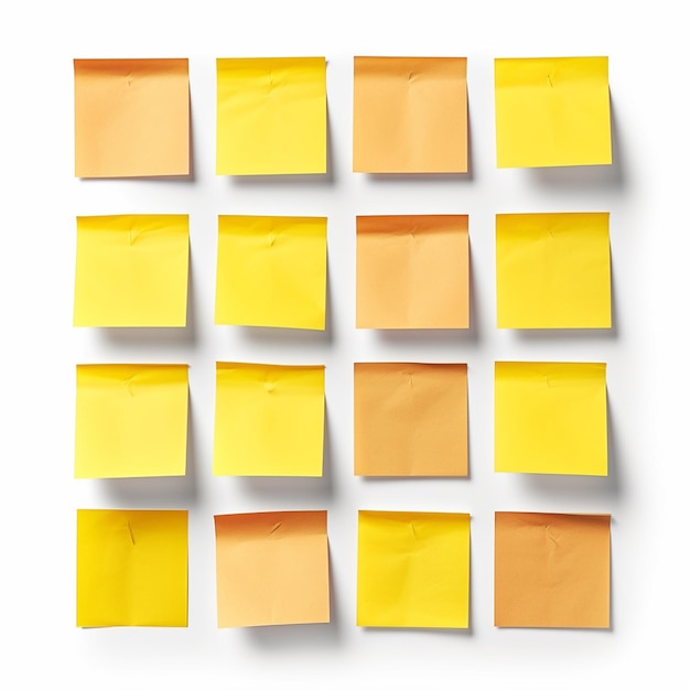 yellow post it notes are arranged in a square pattern on a white surface generative ai