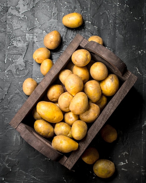 Yellow potatoes in the box