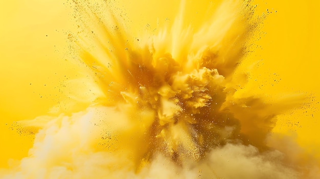 Photo yellow powder explosion abstract yellow dust