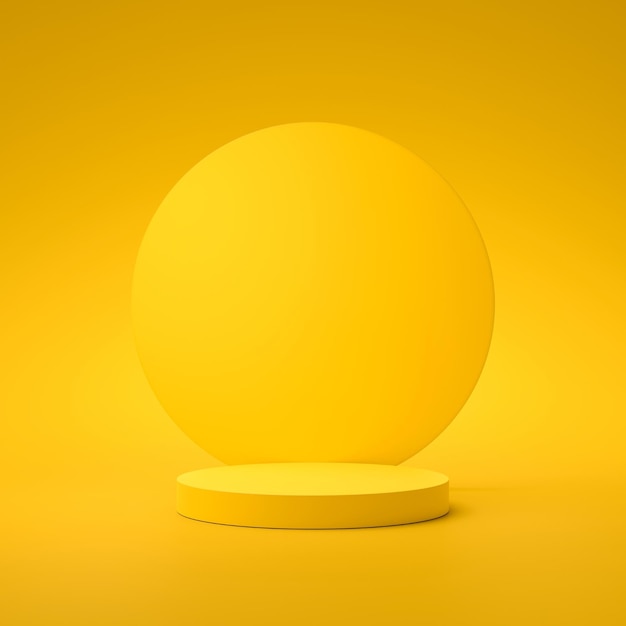 Yellow product background stand or podium pedestal