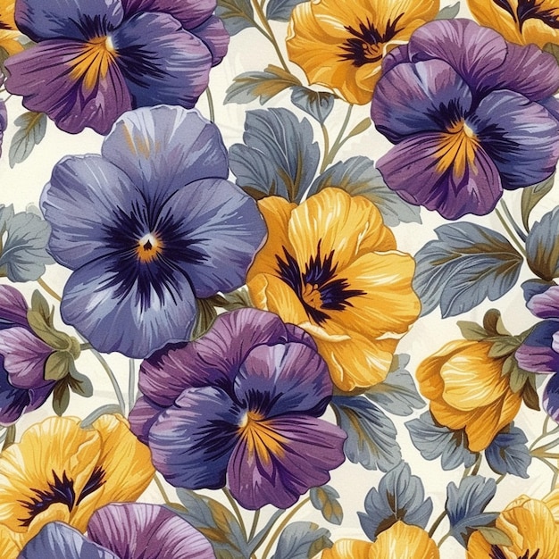 Yellow and Purple Elegant Flowers Background