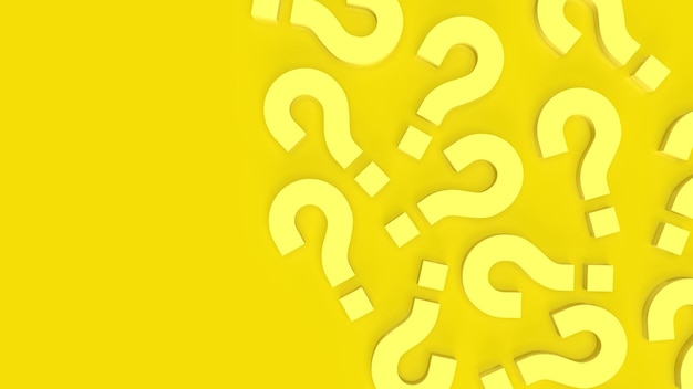 Photo the yellow question mark for abstract background 3d rendering