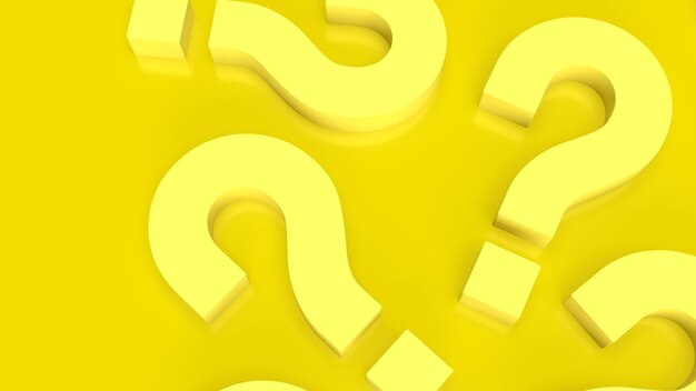 Photo the yellow question mark for abstract background 3d rendering