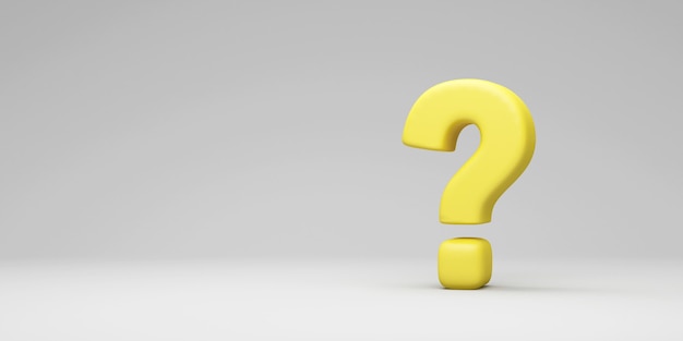yellow question mark on gray studio background