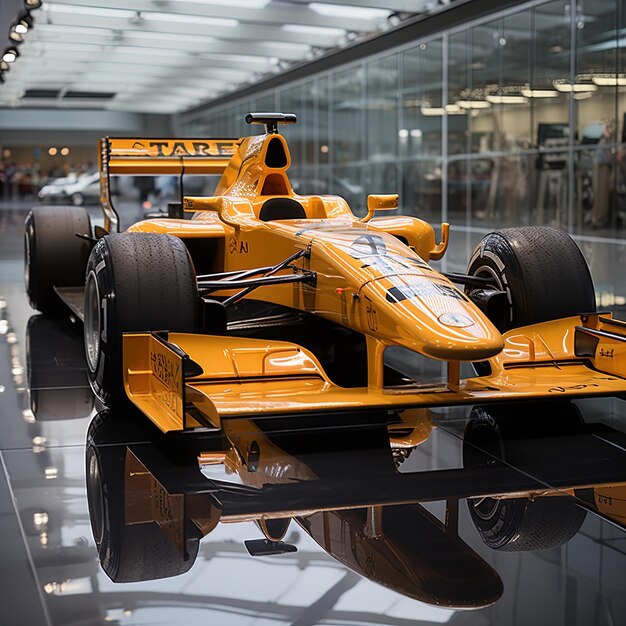 a yellow racing car with the word honda on the side