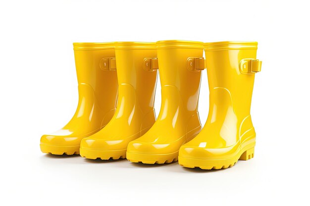 Photo yellow rain boots on white background