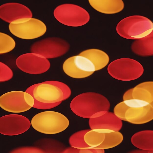 Photo yellow and red cirlce and oval shape of defocused lights abstract background