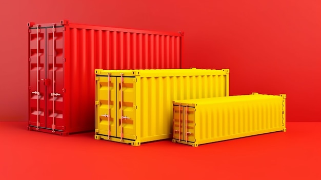 A yellow and red container is in a red background