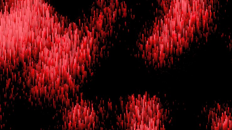 Photo yellow and red glitter stripes design black background with sparkling stripes of light made in abstraction