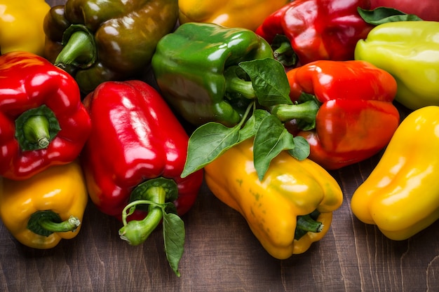 Yellow, red, green and orange peppers