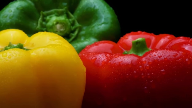 Photo yellow red green peppers