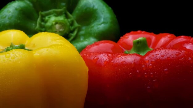 Photo yellow red green peppers