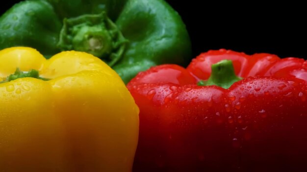 Photo yellow red green peppers