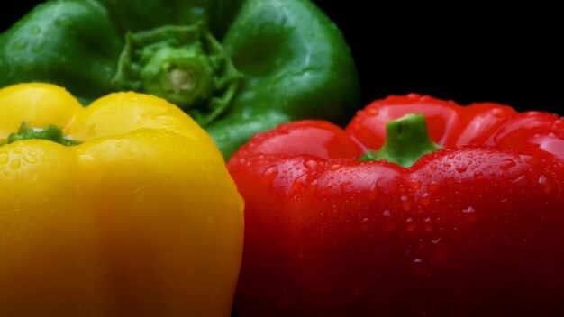 Photo yellow red green peppers