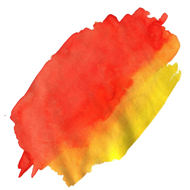 Yellow and red watercolor stain isolated element