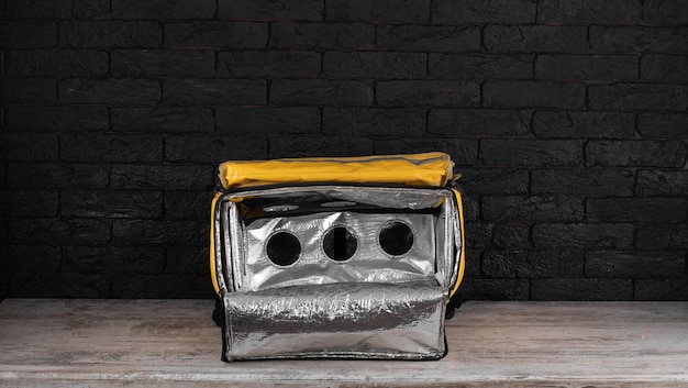 Photo yellow refrigerator bag for food delivery