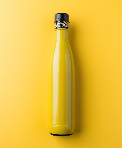 Photo yellow reusable water bottle with black backgroud chaos 100 ar 56 style raw stylize 1000 weird 0 v 52 job id d9a3c118d4d14492a301a6577a49f0f8